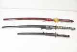 (3) Unmarked Novelty Samurai Swords