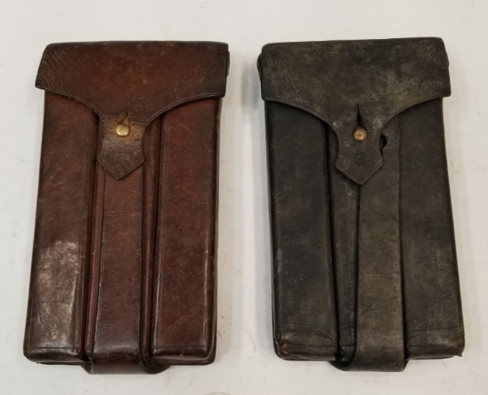 (6) 9mm Pistol Mags with Leather Pouches