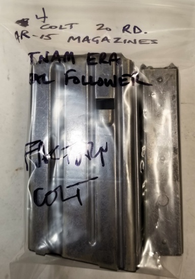(4) Colt 20rd AR-15 Magazines Vietnam Era