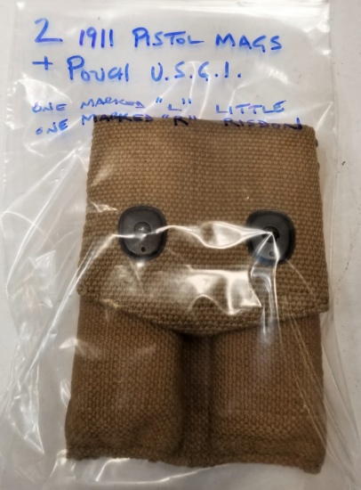 (2) 1911 USGI Pistol Mags And Pouch