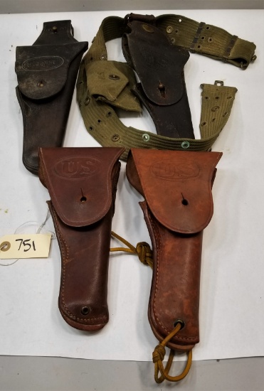 (4) US Stamped Leather Holsters