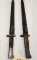 (2) Matching Unmarked Bayonets And Scabbards