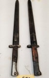 (2) Matching Unmarked Bayonets And Scabbards