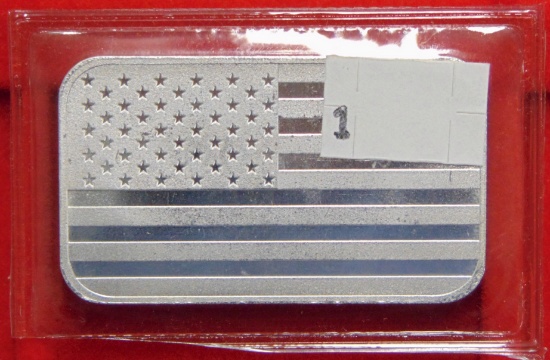 1 Troy Ounce Silver Bar "We Stand for the Flag"