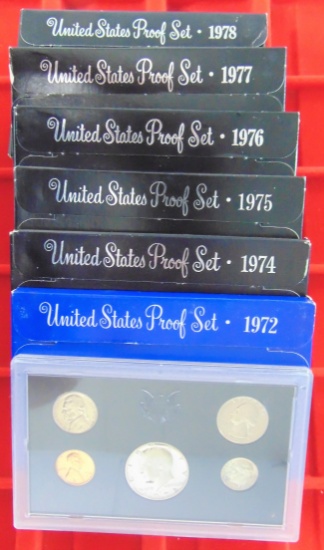 U.S. Proof Sets 1972, 74, 75, 76, 77, 78