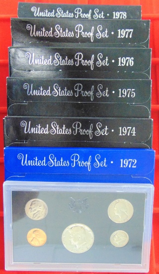 U.S. Proof Sets 1972, 74, 75, 76, 77, 78