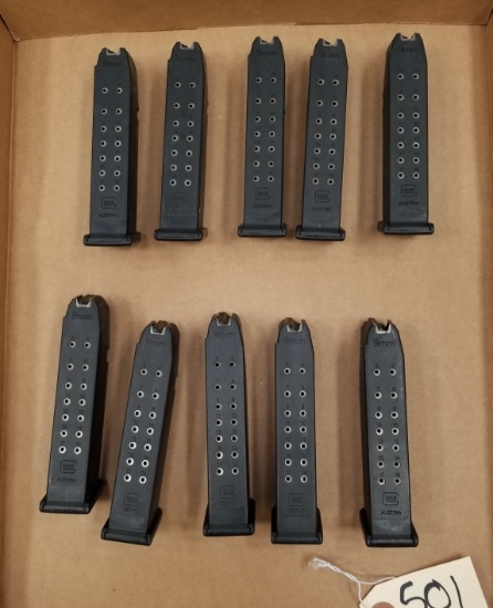 (10) Glock 17 16rd 9 MM Mags