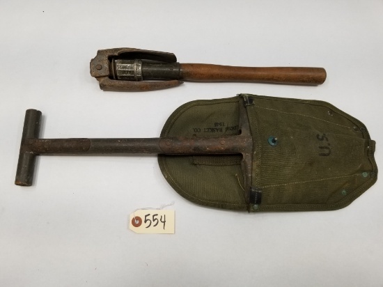 Vintage US Military Shovel & Pick Axe