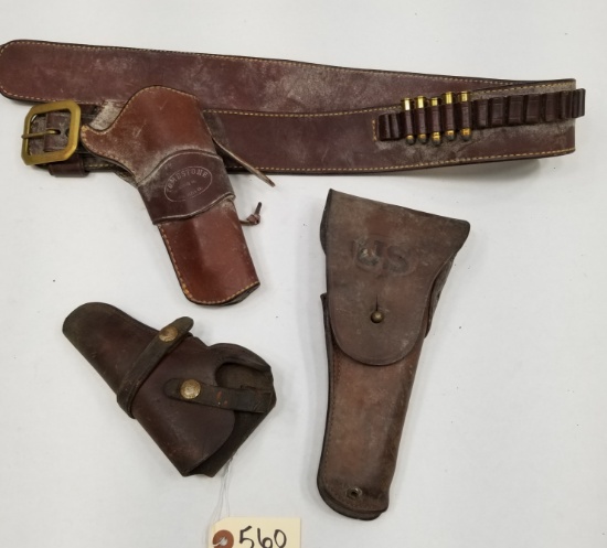 (3) Vintage Leather Pistol Holsters