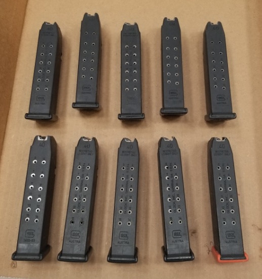 (10) Glock 22 .40 Cal 15rd Magazines