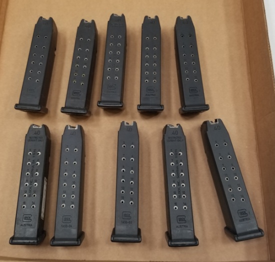 (10) Glock 22 .40 Cal 15rd Magazines