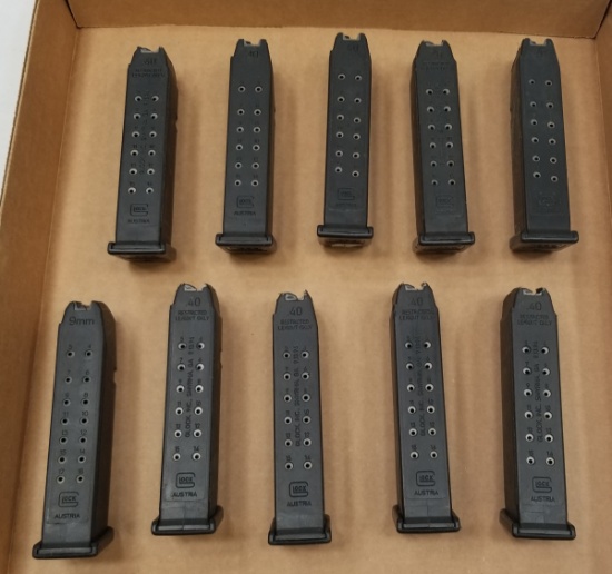 (9) Glock 22 .40 Cal 15rd Magazines