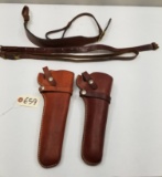 (2) Hunter Leather Holsters And Leather Slings