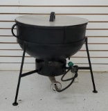 Large Cast Iron Kettle w/ Propane Burner & Lid