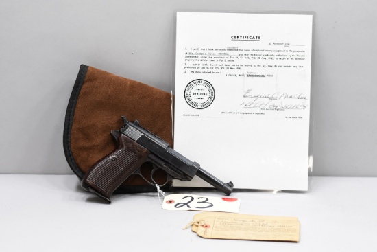 (CR) Walther P38 9mm Pistol W/Capture Papers