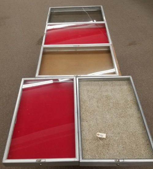 (5) Used 22"x34"x4" Glass Top Display Case's