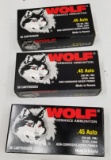 150rds Wolf .45 Auto 230gr FMJ Steel Case Ammo