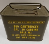 600rd Spam Can M1 .30 Carbine 10rd Clip Bandoleers