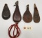 (4) Early Leather Powder Flasks