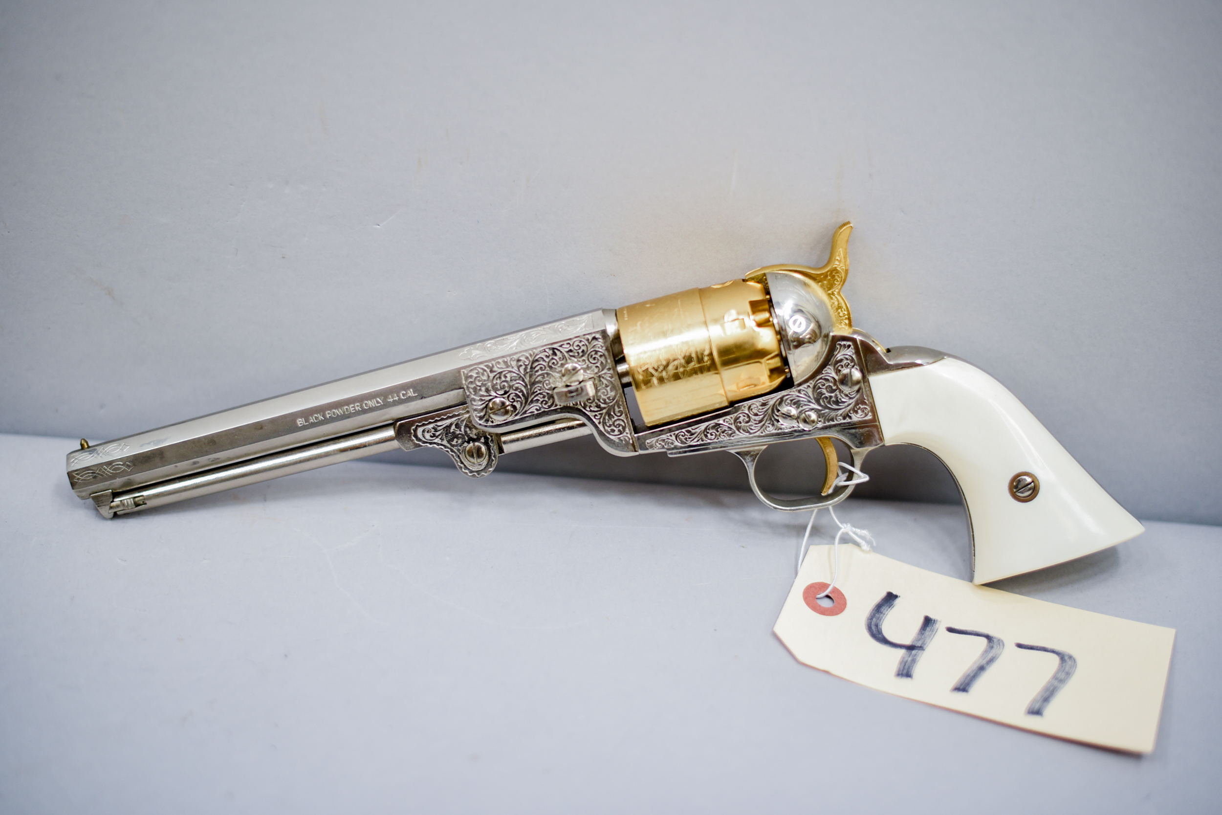 F.LLI Pietta Black Powder Revolver, 44 cal, s/544896,7 3/8 octagonal  barrel, Made in Italy - Musser Bros Inc