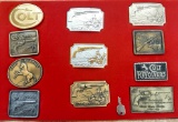 (11Pcs.) Colt Belt Buckles, Wooden Display Case