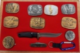 (12Pcs.) Smith And Wesson Belt Buckles, Knives