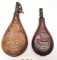Am Flask & Cap Co & Unmarked Leather Powder Flask
