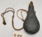Antique Galvanized Unmarked Embossed Powder Flask