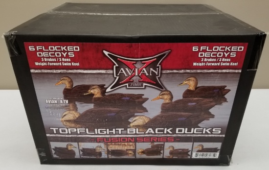 6pc Avian Topflight Flocked Black Duck Decoy's