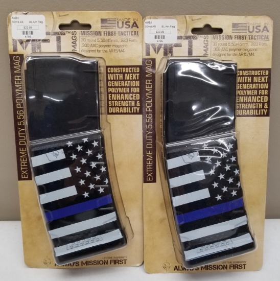 (2) MFT "Blue Line" AR-15 30rd Polymer Mags