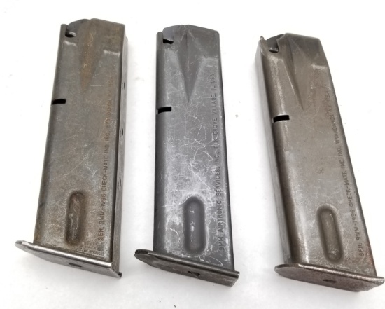 (3) 9mm Double Stack Government Use Pistol Mags
