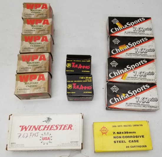 260rds Assorted 7.62x39mm Rifle Ammo
