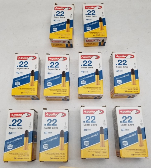 500rds Aguila .22LR Super Extra .40GR Ammo