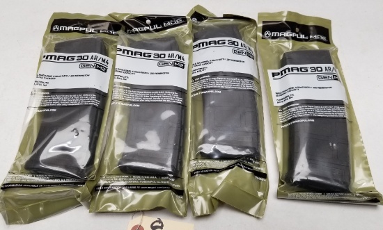 (4) New Magpul 30rd PMAG 5.56/.233 Rifle Mags