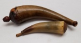 (2) Early Antique Powder Horns