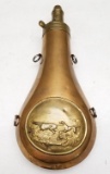 Antique Dixon & Sons Embossed Brass Powder Flask