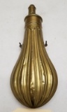 Antique Brass Unmarked Embossed Powder Flask