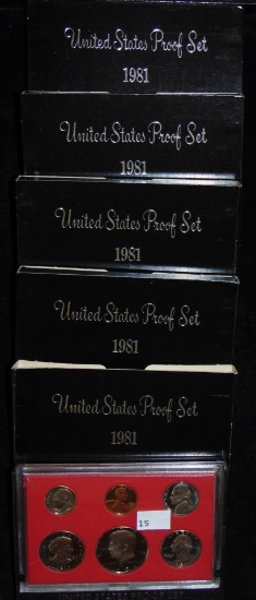 5 1981-S U.S. Proof Sets.