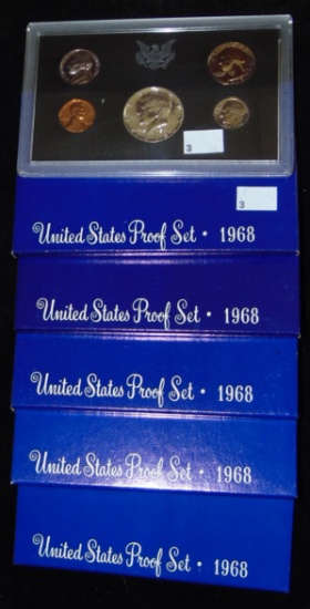 5 1968-S U.S. Proof Sets.