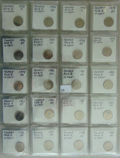 60pc. Canada Dime Set 1973-2009.