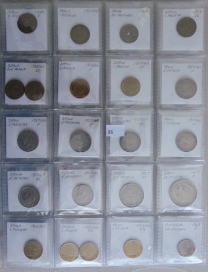 119pc. World Coin Album: Spain, Mexico, Morocco,