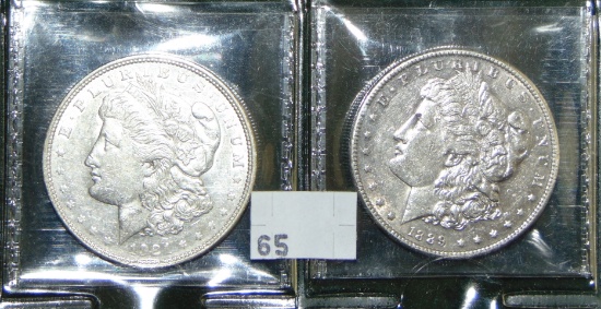 1921-D, 1889 Morgan Dollars AU, XF (cleaned).