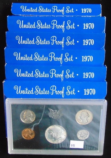 6 1970-S U.S. Proof Sets (Half Dollar is 40% Silve