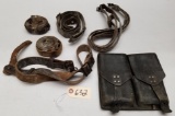 (5) Vintage Leather Rifle Slings & Ammo Pouch