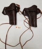 (2) New Stamped Leather Revolver Holsters
