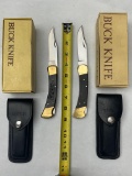(2 Pcs) Buck 110 Folding Pocket Knives W/ Sheaths