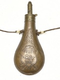 US Issue 1848 Batty Brass Embossed Powder Flask