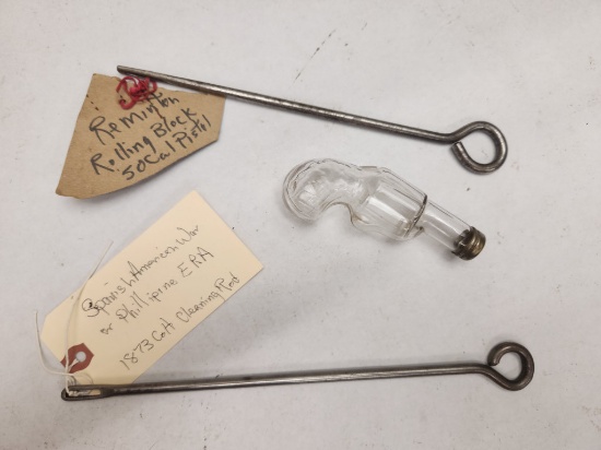 CLEANING RODS AND PISTOL SHAPED GLASS BOTTLE