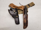 U.S. MILITARY GUN BELT WITH HOLSTER AND KNIFE