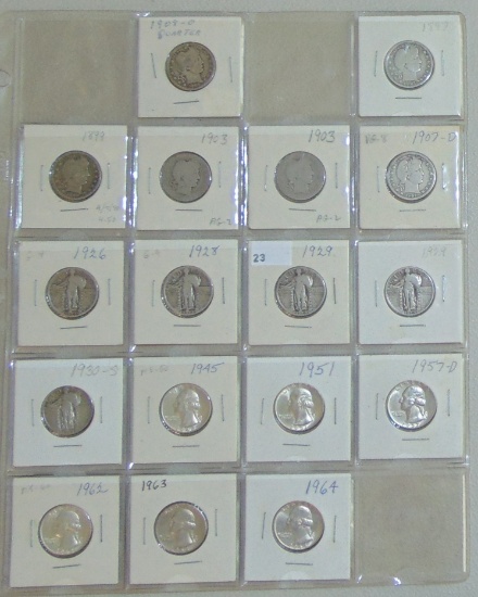 17 Silver Quarters 1897-1964 some UNC. ($4.25 face